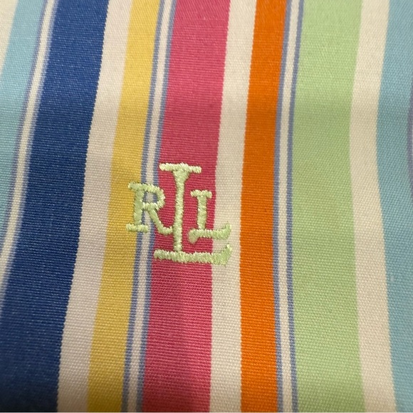 Lauren Ralph Lauren Womens Medium Multi Color Striped Button Down Shirt Sz M - Picture 4 of 10